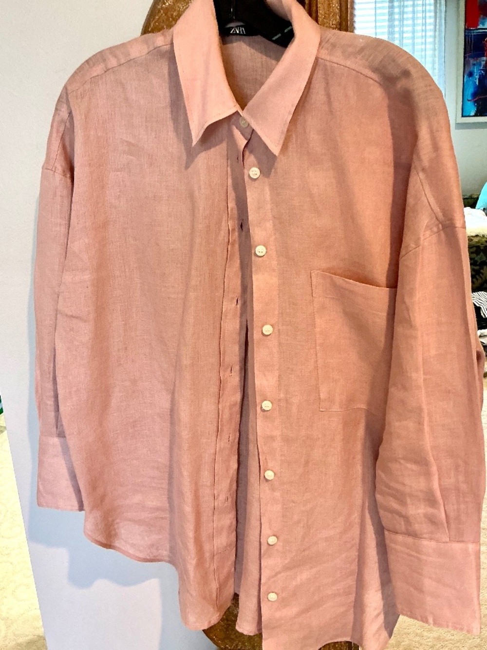 Zara Long Sleeve Linen Blouse